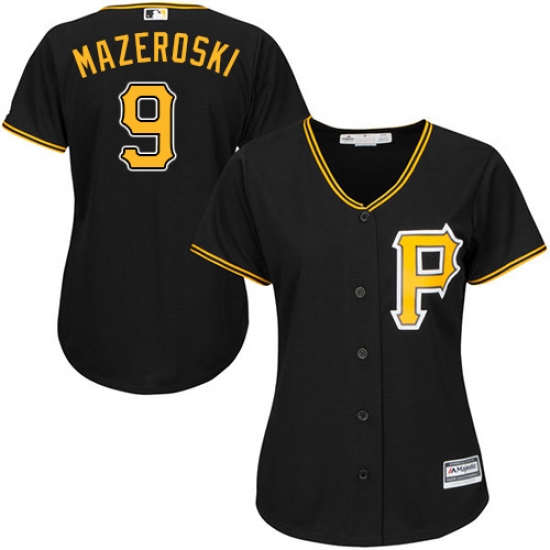 Women's Majestic Pittsburgh Pirates 9 Bill Mazeroski Replica Black Alternate Cool Base MLB Jersey