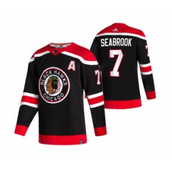 Men's Chicago Blackhawks 7 Brent Seabrook Black 2020-21 Reverse Retro Alternate Hockey Jersey