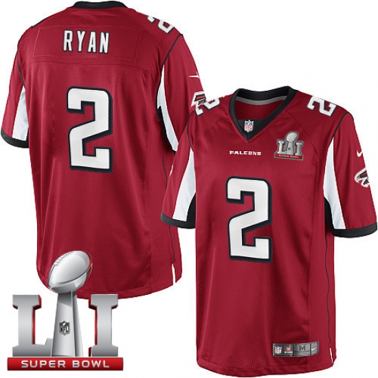 Youth Nike Atlanta Falcons 2 Matt Ryan Elite Red Team Color Super Bowl LI 51 NFL Jersey