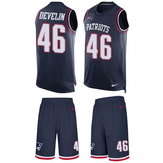 Men's Nike New England Patriots 46 James Develin Limited Navy Blue Tank Top Suit NFL Jersey