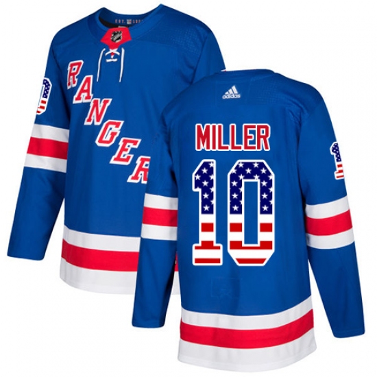 Youth Adidas New York Rangers 10 J.T. Miller Authentic Royal Blue USA Flag Fashion NHL Jersey