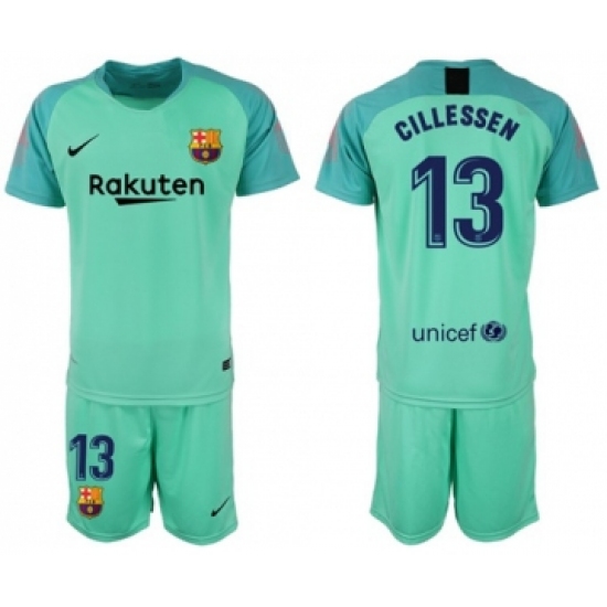 Barcelona 13 Cillessen Green Goalkeeper Soccer Club Jersey