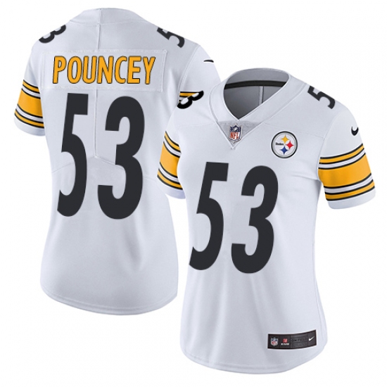 Women's Nike Pittsburgh Steelers 53 Maurkice Pouncey Elite White NFL Jersey