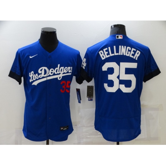 Men's Los Angeles Dodgers 35 Cody Bellinger Blue Elite City Player Jersey