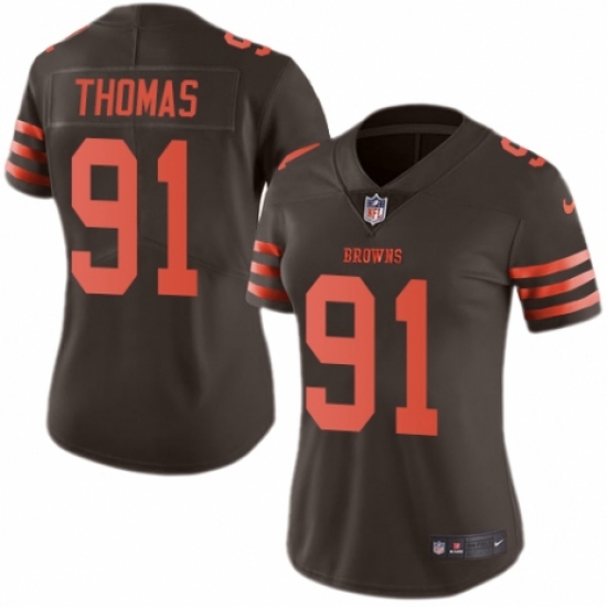 Women's Nike Cleveland Browns 91 Chad Thomas Limited Brown Rush Vapor Untouchable NFL Jersey