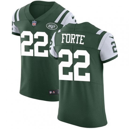 Men's Nike New York Jets 22 Matt Forte Elite Green Team Color NFL Jersey