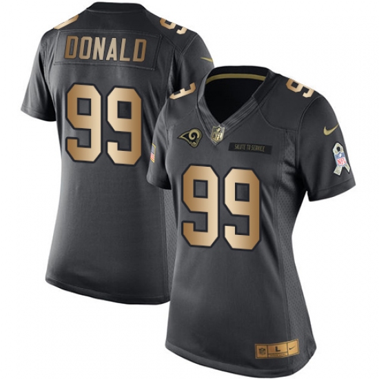 Women's Nike Los Angeles Rams 99 Aaron Donald Limited Black/Gold Salute to Service NFL Jersey