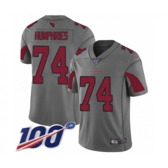 Youth Arizona Cardinals 74 D.J. Humphries Limited Silver Inverted Legend 100th Season Football Jersey