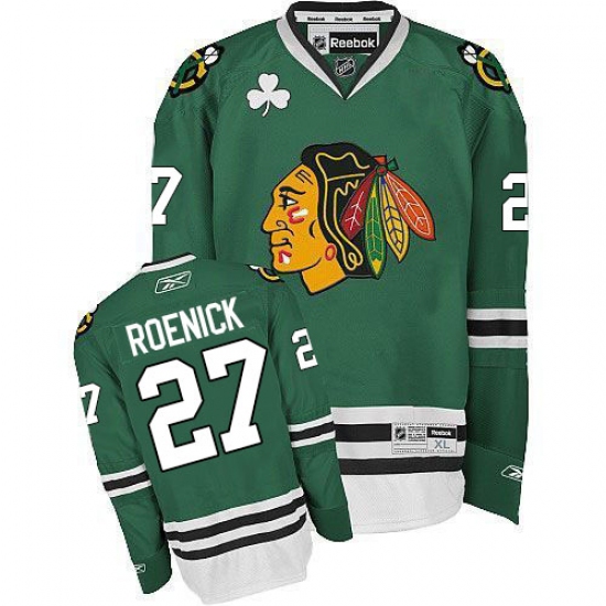 Men's Reebok Chicago Blackhawks 27 Jeremy Roenick Authentic Green NHL Jersey
