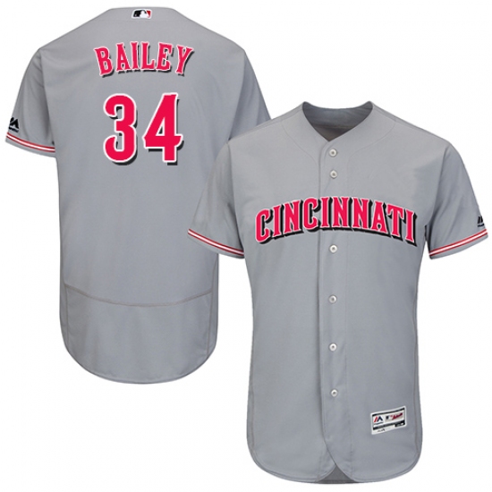 Men's Majestic Cincinnati Reds 34 Homer Bailey Grey Flexbase Authentic Collection MLB Jersey