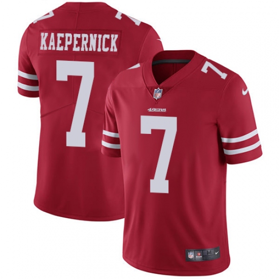 Men's Nike San Francisco 49ers 7 Colin Kaepernick Red Team Color Vapor Untouchable Limited Player NFL Jersey