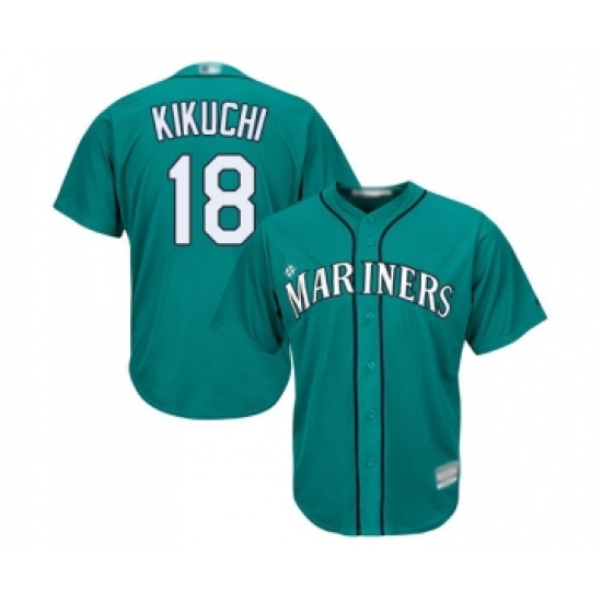 Men's Seattle Mariners 18 Yusei Kikuchi Replica Teal Green Alternate Cool Base Baseball Jersey