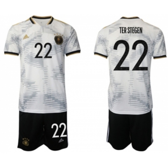 Men's Germany 22 Ter Stegen White Home Soccer Jersey Suit