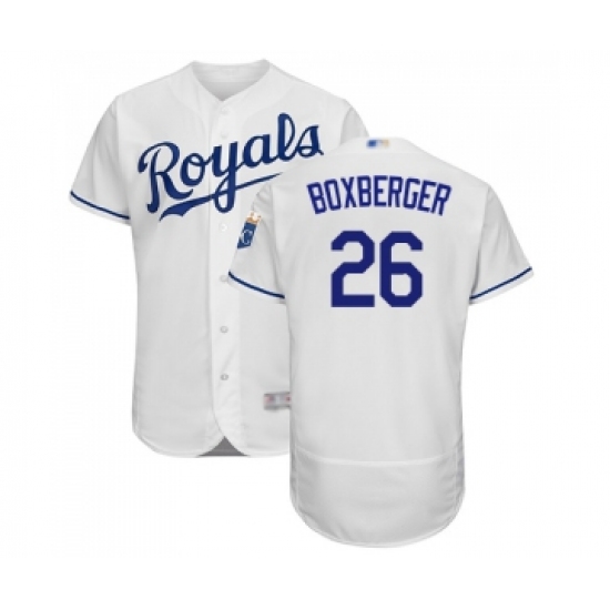 Men's Kansas City Royals 26 Brad Boxberger White Flexbase Authentic Collection Baseball Jersey