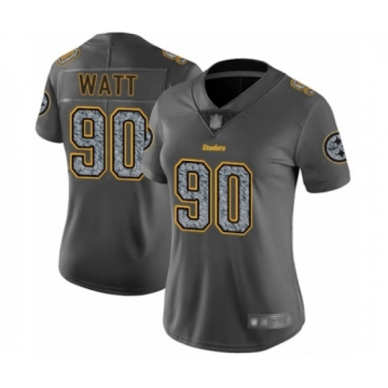 Women's Pittsburgh Steelers 90 T. J. Watt Limited Gray Static Fashion Football Jersey