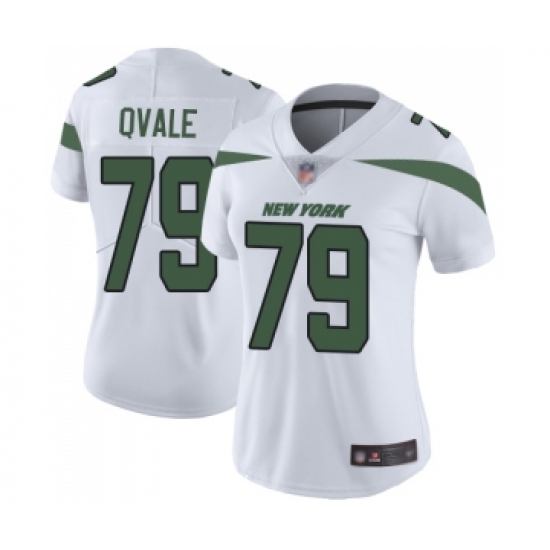 Women's New York Jets 79 Brent Qvale White Vapor Untouchable Limited Player Football Jersey