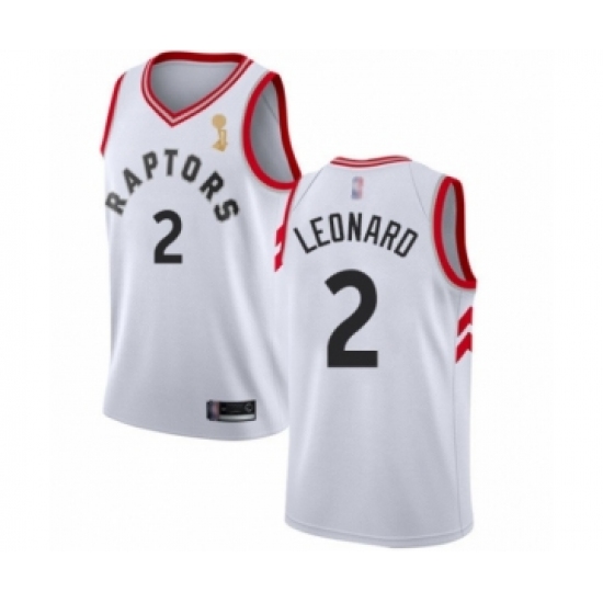 Men's Toronto Raptors 2 Kawhi Leonard Swingman White 2019 Basketball Finals Champions Jersey - Association Edition