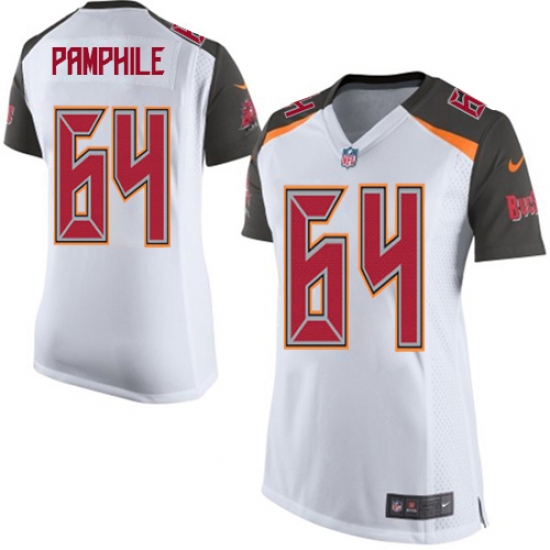 Women's Nike Tampa Bay Buccaneers 64 Kevin Pamphile Game White NFL Jersey - Click Image to Close