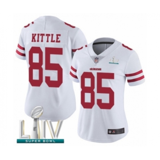 Women's San Francisco 49ers 85 George Kittle White Vapor Untouchable Limited Player Super Bowl LIV Bound Football Jersey