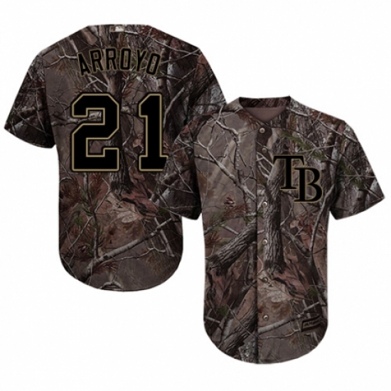 Men's Majestic Tampa Bay Rays 21 Christian Arroyo Authentic Camo Realtree Collection Flex Base MLB Jersey