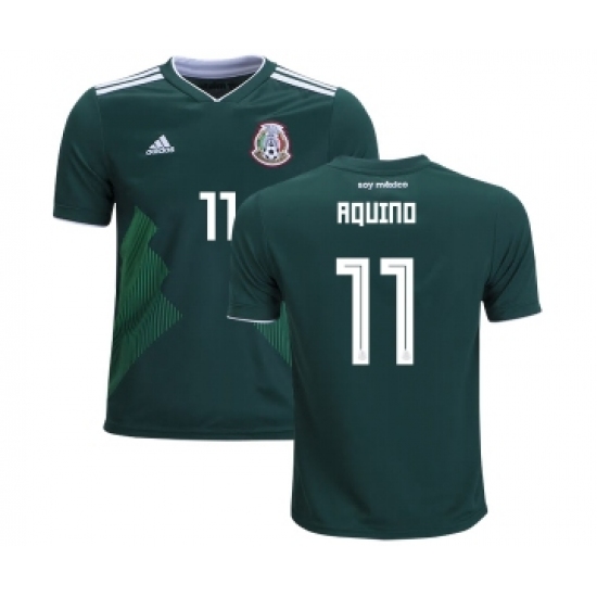 Mexico 11 Aquino Home Kid Soccer Country Jersey