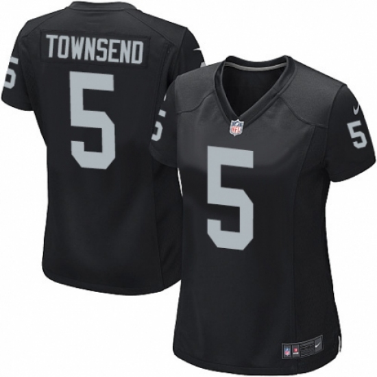 Women's Nike Oakland Raiders 5 Johnny Townsend Game Black Team Color NFL Jersey