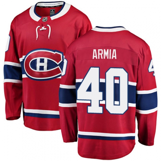 Youth Montreal Canadiens 40 Joel Armia Authentic Red Home Fanatics Branded Breakaway NHL Jersey