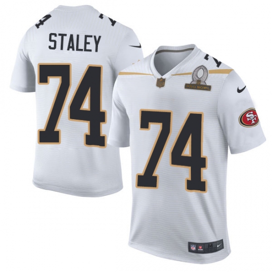 Men's Nike San Francisco 49ers 74 Joe Staley Elite White Team Rice 2016 Pro Bowl NFL Jersey