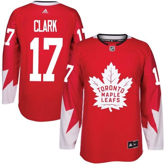 Men's Adidas Toronto Maple Leafs 17 Wendel Clark Authentic Red Alternate NHL Jersey