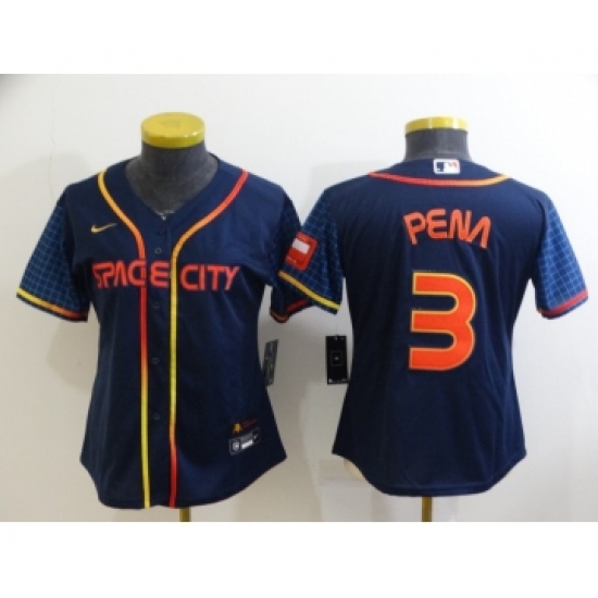 Women's Houston Astros 3 Jeremy Pena 2022 Navy Blue City Connect Flex Base Stitched Baseball Jersey