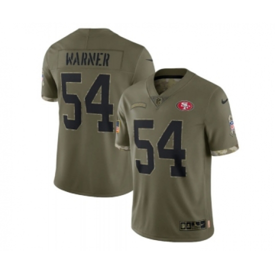 Men's San Francisco 49ers 54 Fred Warner 2022 Olive Salute To Service Limited Stitched Jersey
