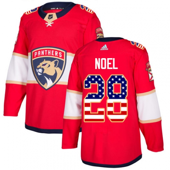 Men's Adidas Florida Panthers 28 Serron Noel Authentic Red USA Flag Fashion NHL Jersey
