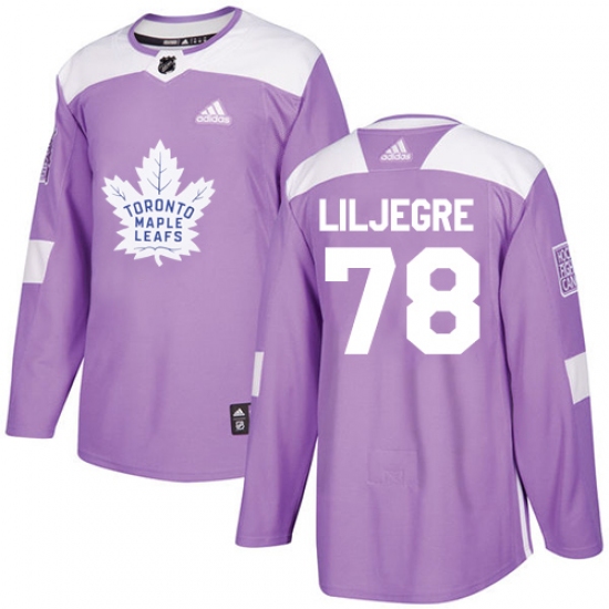 Men's Adidas Toronto Maple Leafs 78 Timothy Liljegren Authentic Purple Fights Cancer Practice NHL Jersey
