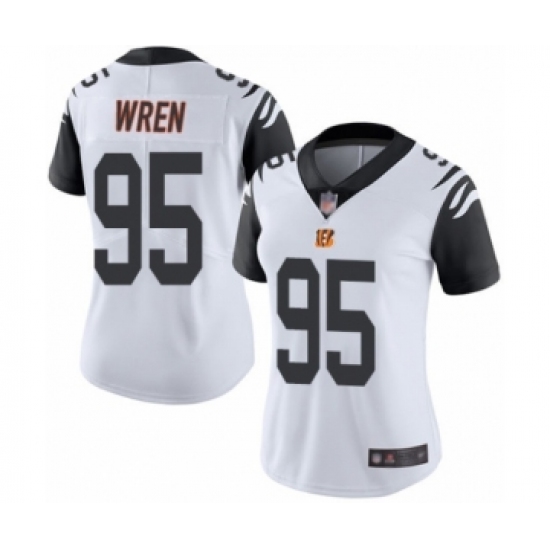 Women's Cincinnati Bengals 95 Renell Wren Limited White Rush Vapor Untouchable Football Jersey