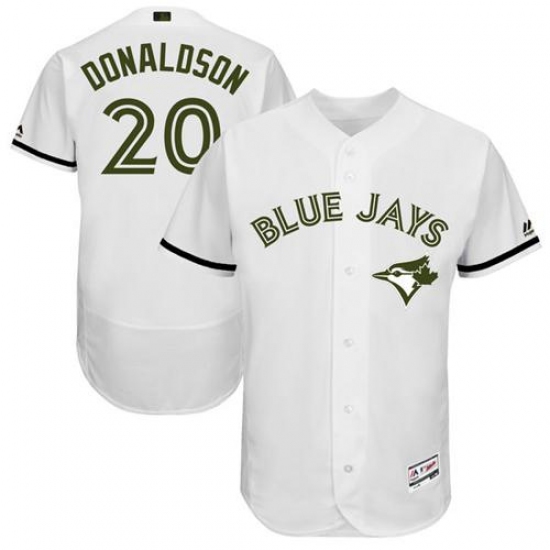 Men's Majestic Toronto Blue Jays 20 Josh Donaldson White Memorial Day Authentic Collection Flex Base MLB Jersey