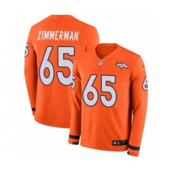 Youth Nike Denver Broncos 65 Gary Zimmerman Limited Orange Therma Long Sleeve NFL Jersey