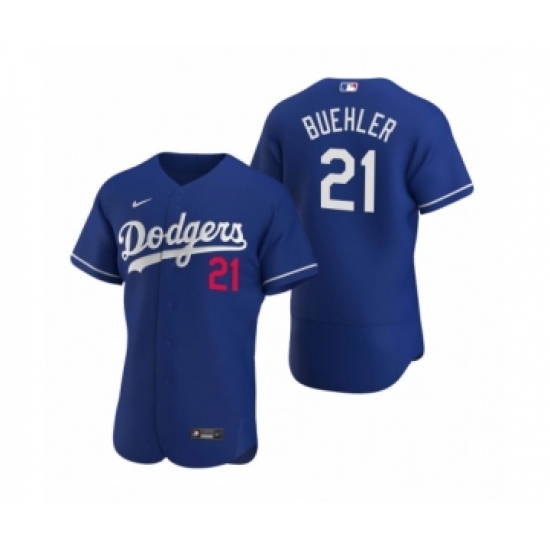 Men's Los Angeles Dodgers 21 Walker Buehler Nike Royal Authentic 2020 Alternate Jersey