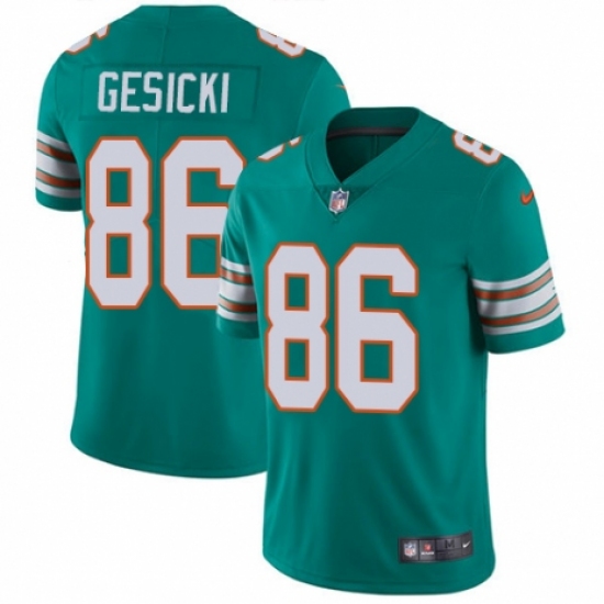 Youth Nike Miami Dolphins 86 Mike Gesicki Aqua Green Alternate Vapor Untouchable Limited Player NFL Jersey