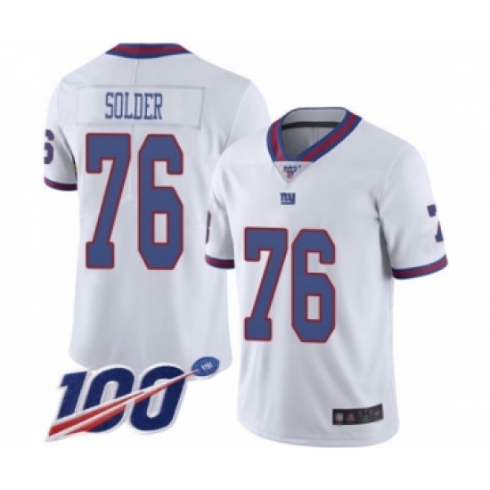 Men's New York Giants 76 Nate Solder Limited White Rush Vapor Untouchable 100th Season Football Jersey