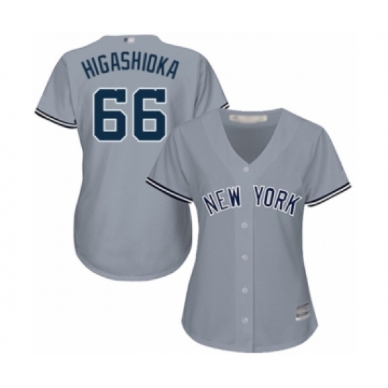 Women's New York Yankees 66 Kyle Higashioka Authentic Grey Road Baseball Player Jersey