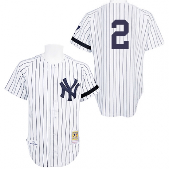 Men's Mitchell and Ness Practice New York Yankees 2 Derek Jeter Authentic White Throwback MLB Jersey