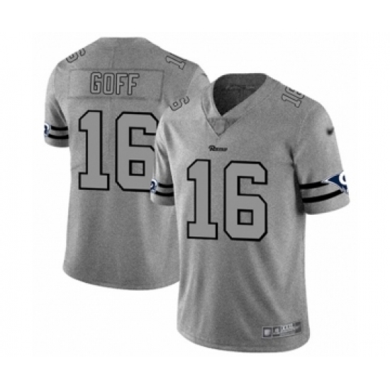 Men's Los Angeles Rams 16 Jared Goff Limited Gray Team Logo Gridiron Football Jersey