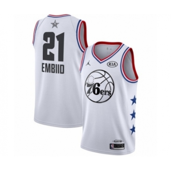 Youth Jordan Philadelphia 76ers 21 Joel Embiid Swingman White 2019 All-Star Game Basketball Jersey