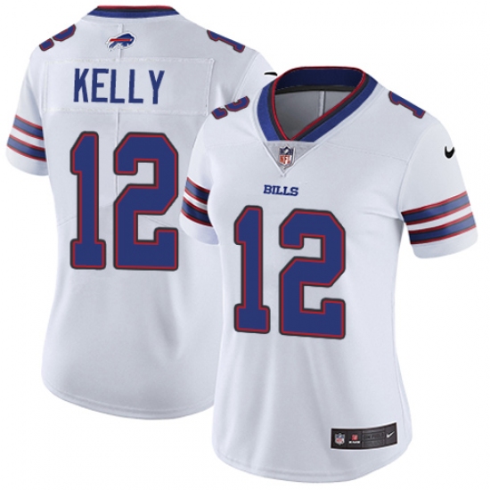 Women's Nike Buffalo Bills 12 Jim Kelly White Vapor Untouchable Limited Player NFL Jersey