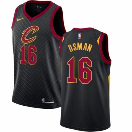 Men's Nike Cleveland Cavaliers 16 Cedi Osman Authentic Black NBA Jersey Statement Edition