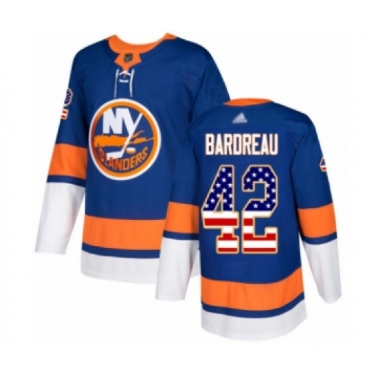 Youth New York Islanders 42 Cole Bardreau Authentic Royal Blue USA Flag Fashion Hockey Jersey