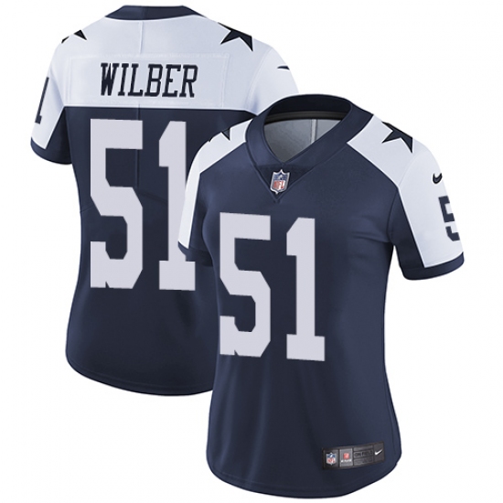 Women's Nike Dallas Cowboys 51 Kyle Wilber Navy Blue Throwback Alternate Vapor Untouchable Limited Player NFL Jersey