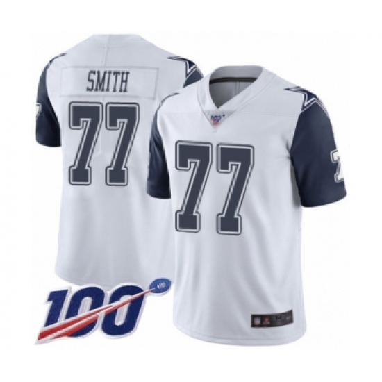Men's Dallas Cowboys 77 Tyron Smith Limited White Rush Vapor Untouchable 100th Season Football Jersey