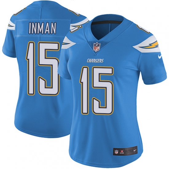 Women's Nike Los Angeles Chargers 15 Dontrelle Inman Electric Blue Alternate Vapor Untouchable Limited Player NFL Jersey