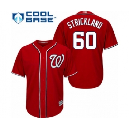 Youth Washington Nationals 60 Hunter Strickland Authentic Red Alternate 1 Cool Base Baseball Player Jersey
